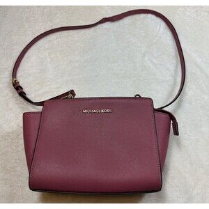 Michael Kors Pink Leather Small Selma Crossbody Bag Strap Womens Classic